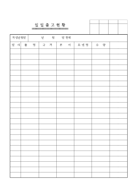 일일 출고 현황 일일 출고 현황